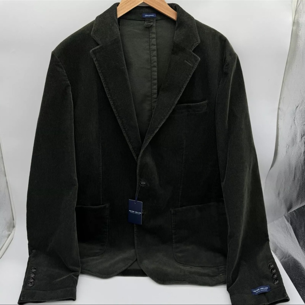 PETER MILLAR Crown Crafted Blazer Size 44 Mens Kent Corduroy Soft Jacket Green